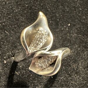QVC Affinity diamonds sterling silver Calla Lily ring